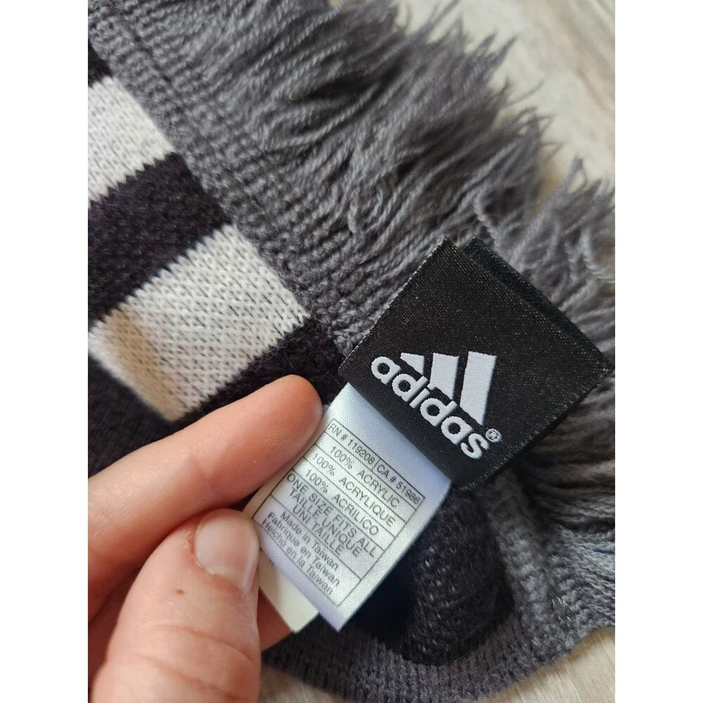 LA Galaxy MLS Cup 2014 Champions Scarf Adidas Soccer Fan Knit Fringe Black Gray